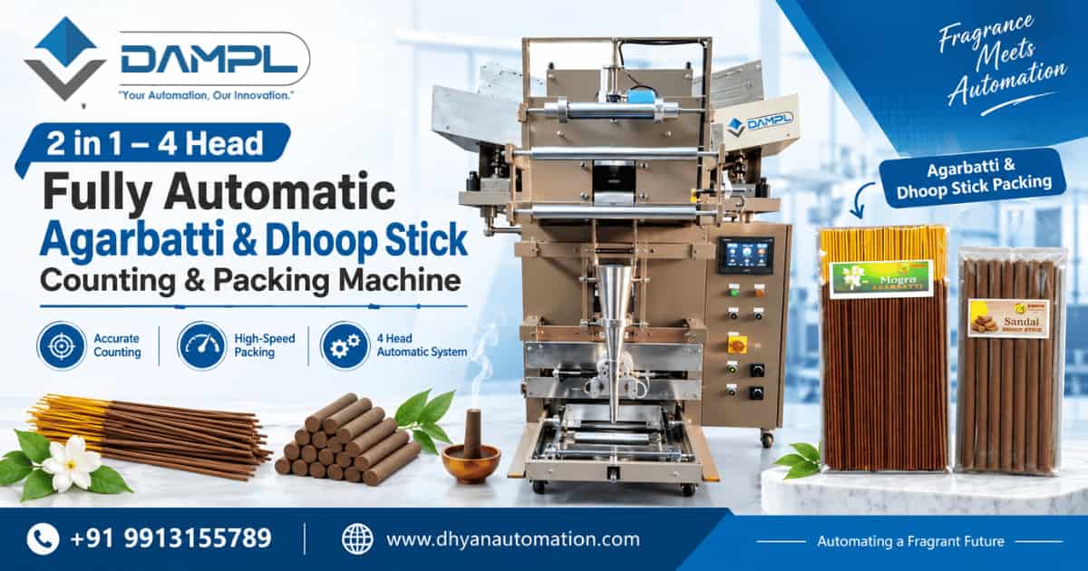 2 in 1 – 4 Head Fully Automatic Agarbatti & Dhoop Stick Counting & Packing Machine
