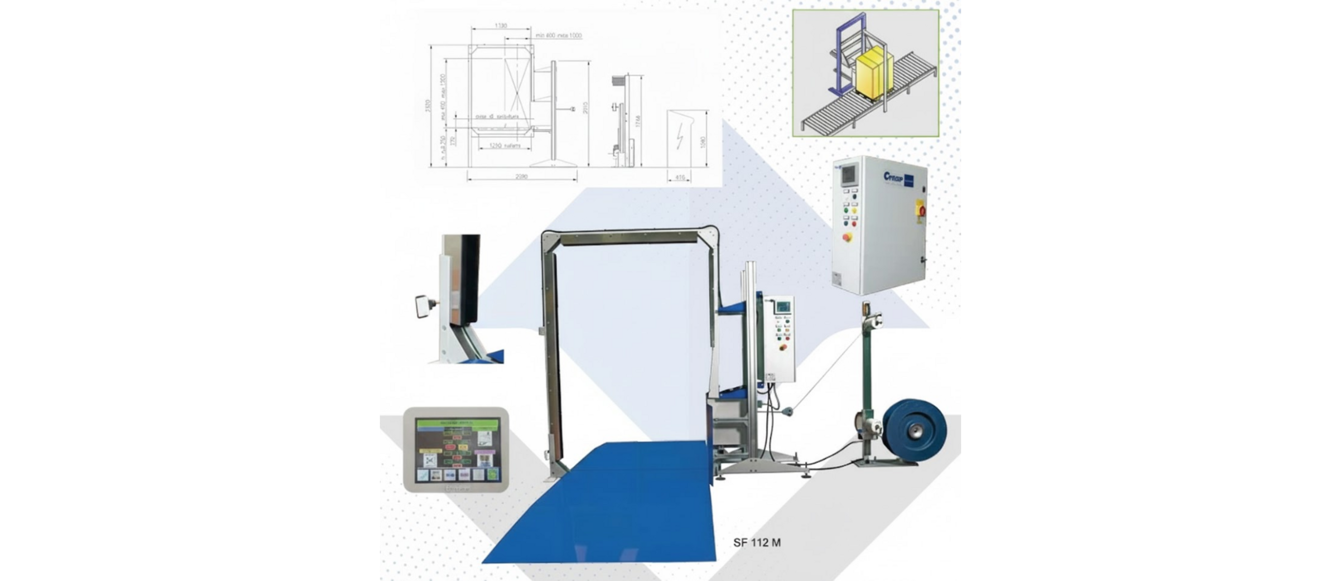 SF/SP 112 M Vertical Strapping Machine Head on Side